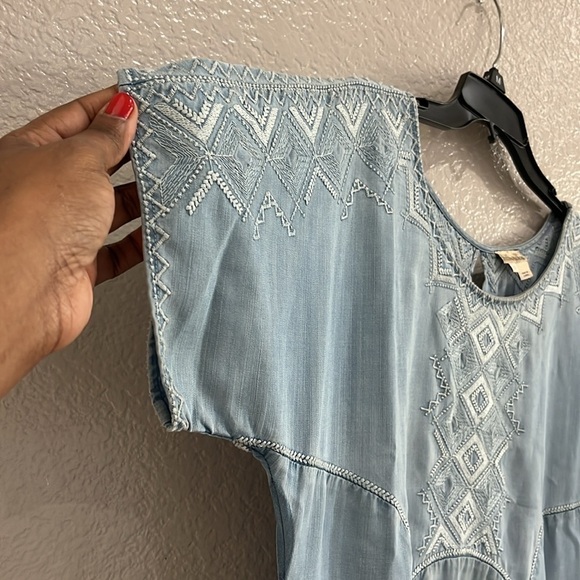 Anthropologie Holding Horses Dress Women Small Boho Western Cowgirl Denim Dress - Picture 2 of 11